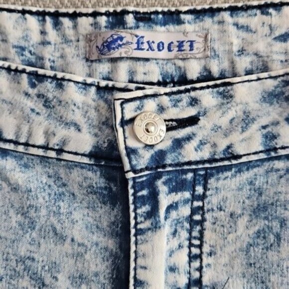 Exocet Jeans Women's Size 13 (34x26) Acid Washed Stretch Elastic Leg Opening - Picture 8 of 16